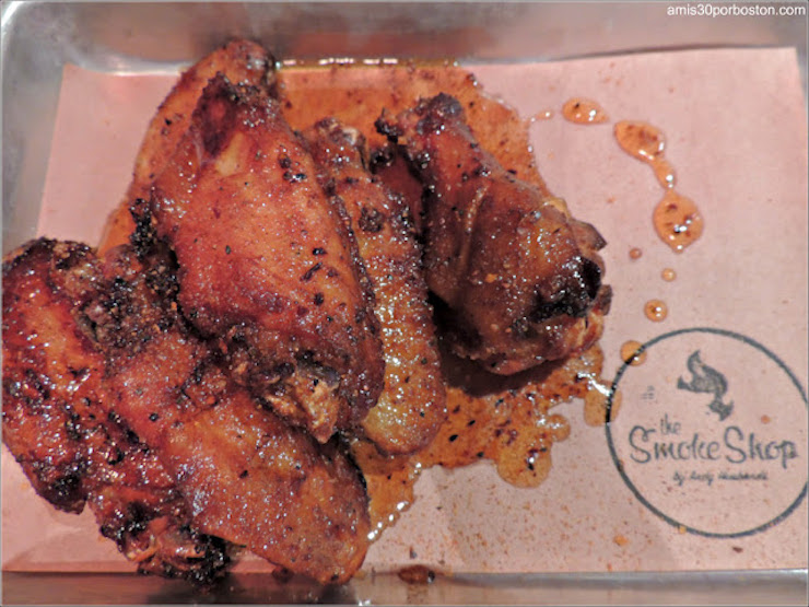 Wings from SmokeShop Barbecue, a popular caterer for free lunches on campus